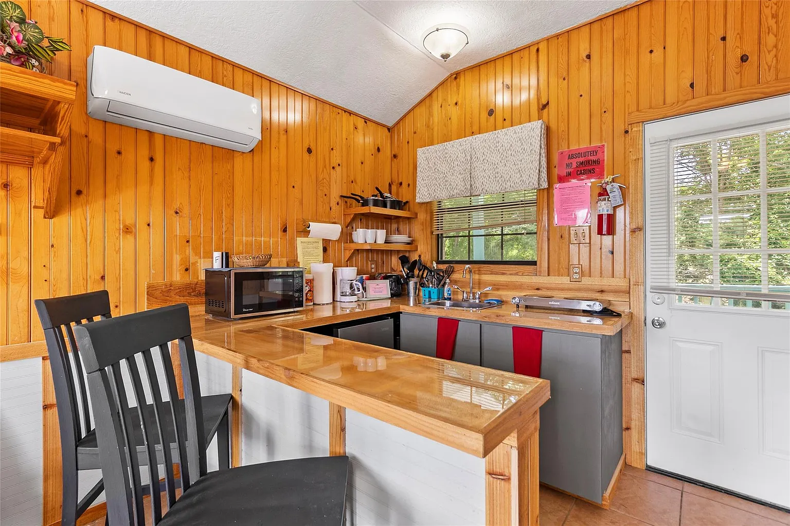 Every cabin comes with its own kitchenette