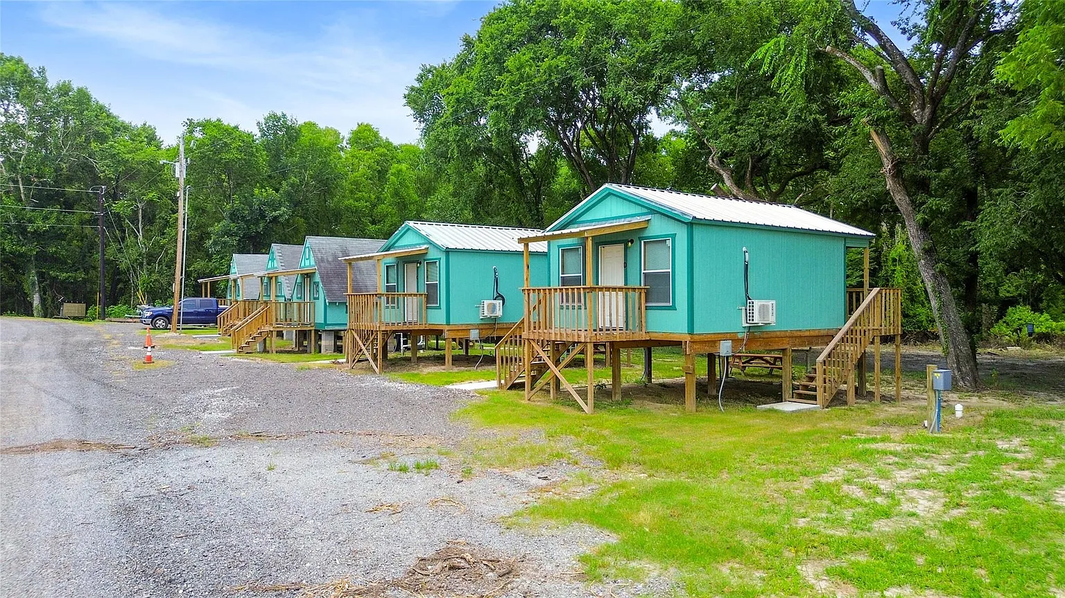 A row of our cozy cabins, tucked in among the trees